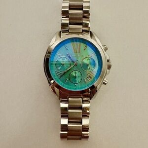 Michael Kors Silver and Blue Chronograph Watch